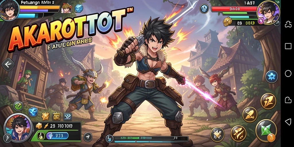 Tampilan gameplay <strong>AKARTOTO</strong> yang penuh aksi dan karakter Anime menarik.