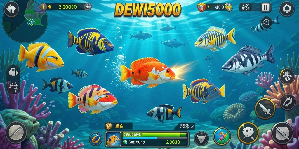 Tangkapan layar dari gameplay Tembak Ikan DEWI5000 yang seru.