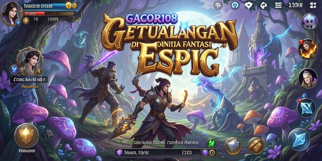 Tampilan epik pertarungan dalam GACOR108 di dunia fantastis.
