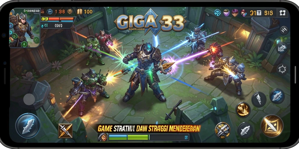 Tampilan gameplay <strong>GIGA33</strong> dengan strategi mendebarkan dan penggambaran unit yang menawan.