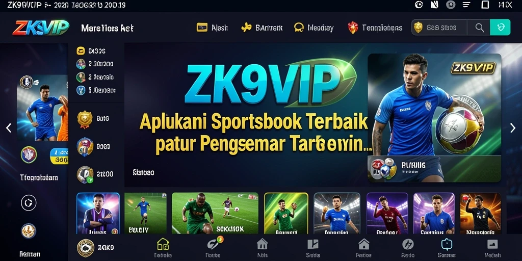 Tampilan utama ZK9VIP dengan opsi taruhan olahraga.